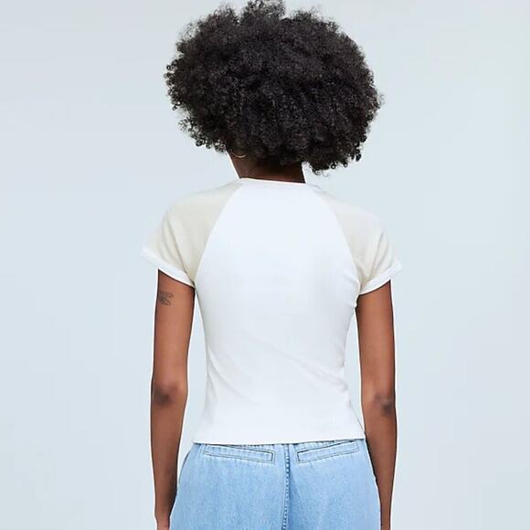 Madewell Raglan-Sleeve Baby Tee in Antique Cream Size XS NWT - Picture 2 of 10